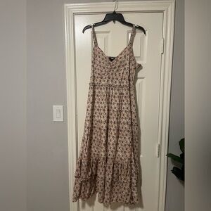PAIGE Floral Midi Dress in Cream and Brown